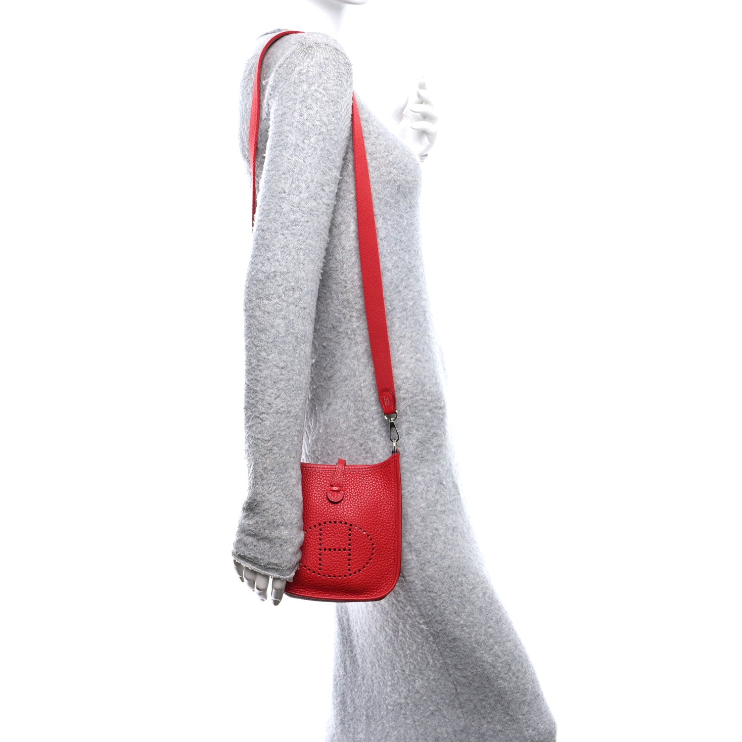 Hermes Taurillon Clemence Amazone Evelyne TPM Rouge Casaque Crevette 2 of 10