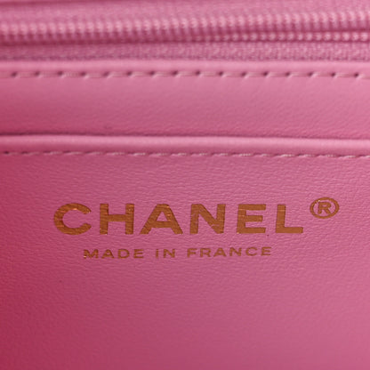 Chanel Lambskin Quilted Bi-Color Mini Top Handle Rectangular Flap Black Lilac 6 of 10