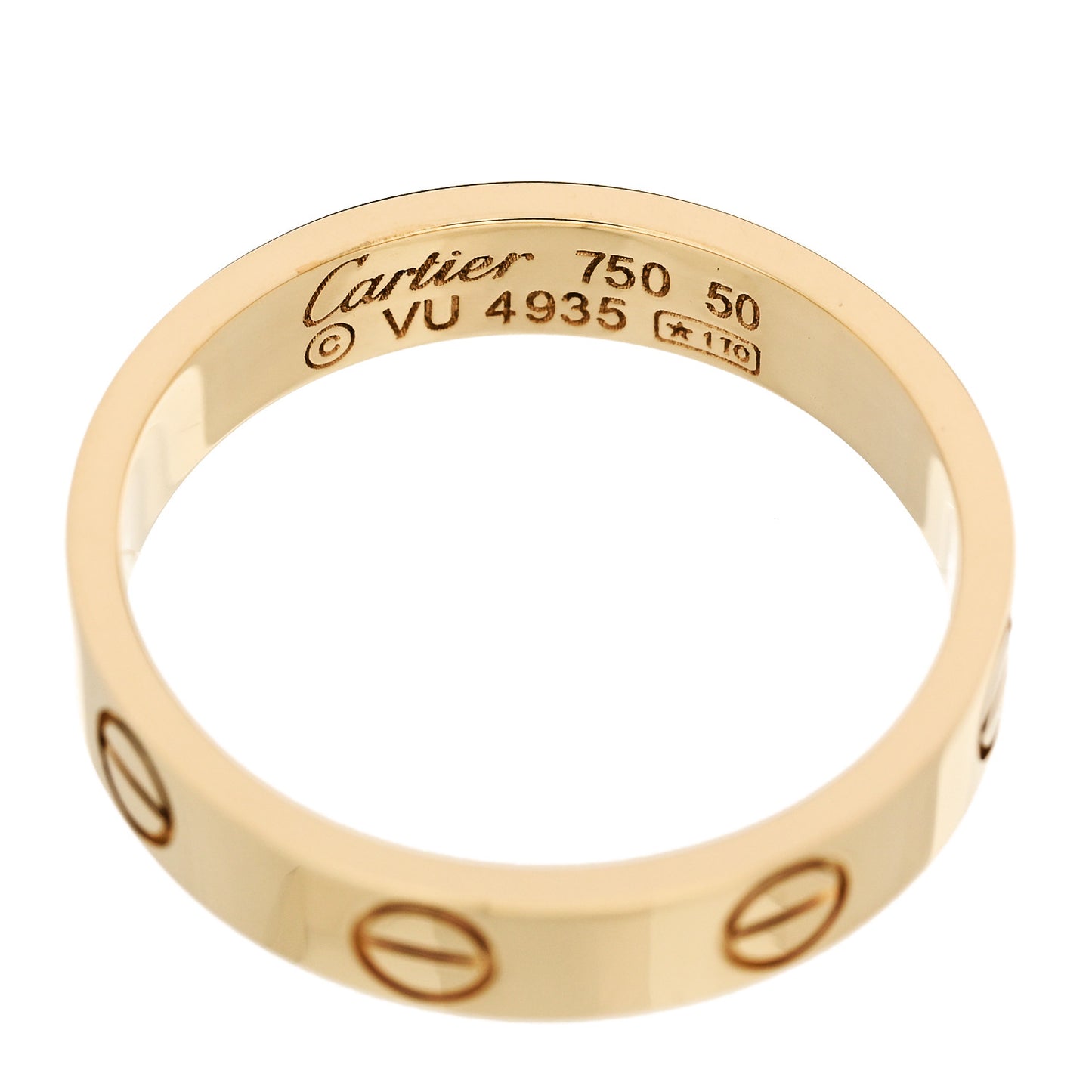 18K Yellow Gold 3.5mm LOVE Wedding Band Ring 50 5.25