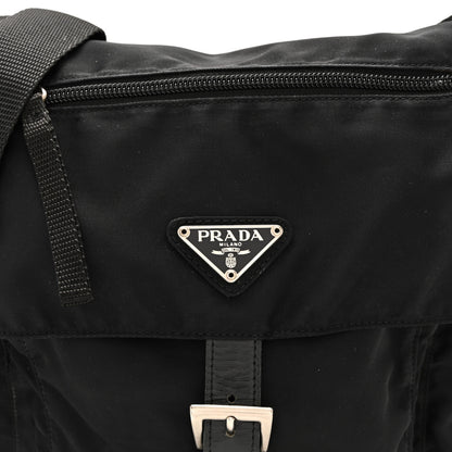 Prada Nylon Vela Saffiano Single Buckle Messenger Shoulder Bag Black 8 of 11