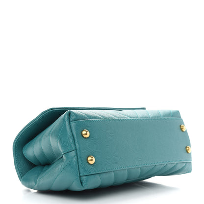 Chanel Caviar Lizard Embossed Chevron Quilted Mini Coco Handle Flap Green 4 of 9