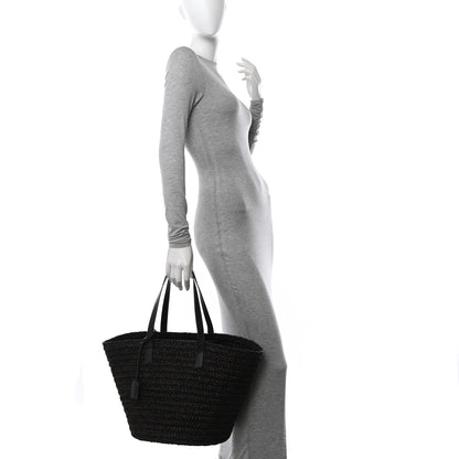 Saint Laurent Raffia Calfskin Medium Panier Tote Dark Brown 2 of 10