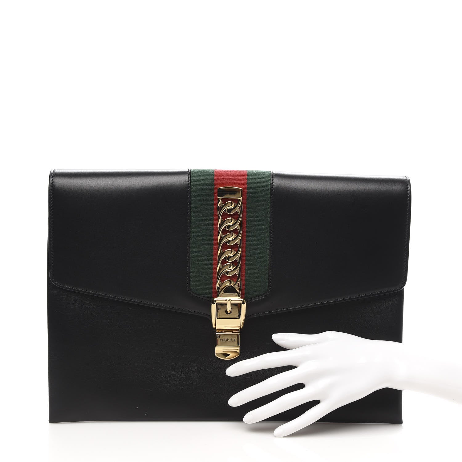 Gucci Calfskin Maxi Sylvie Clutch Black 2 of 8