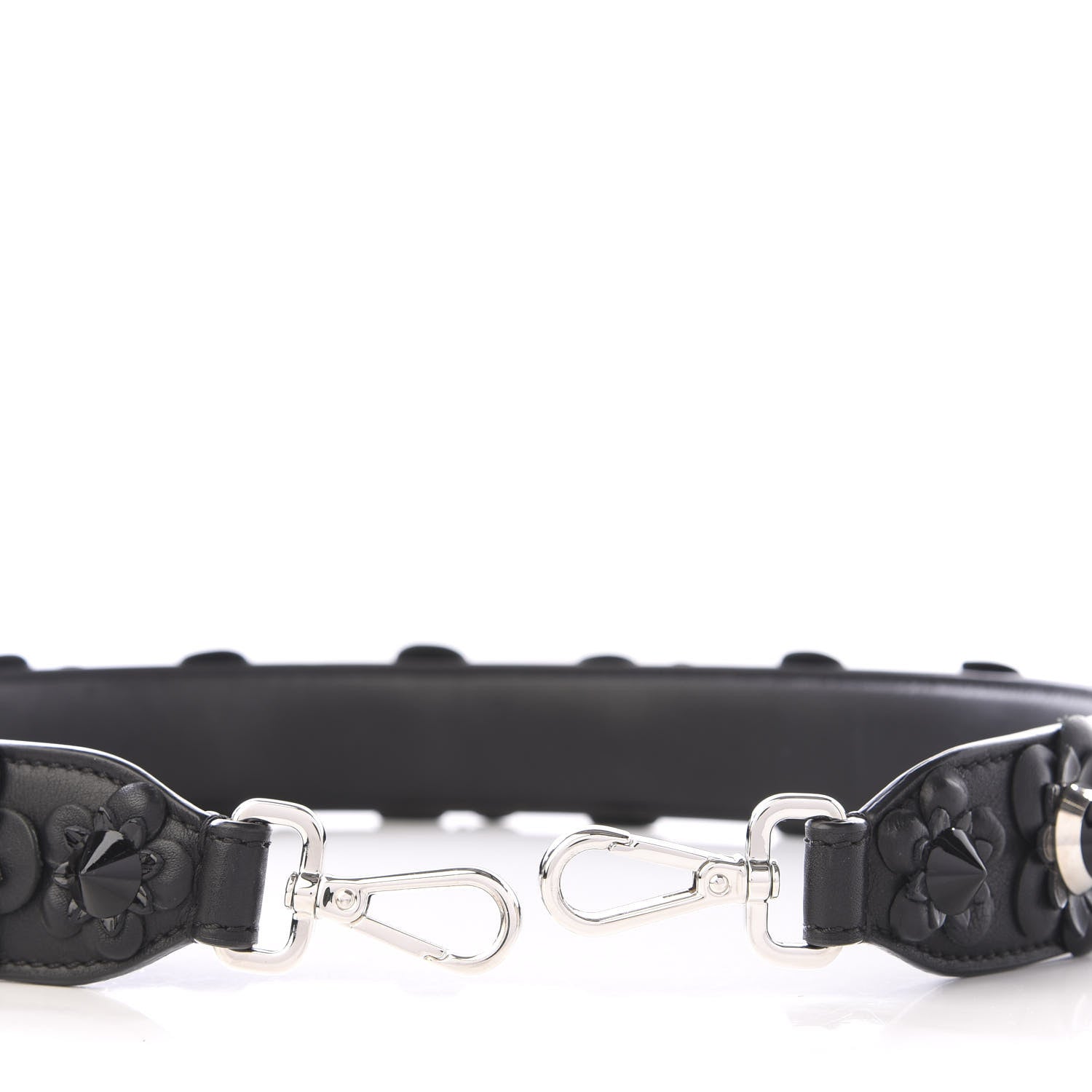 Fendi Vitello Dolce Nappa Patent Flowerland Studded Strap You Black 4 of 4