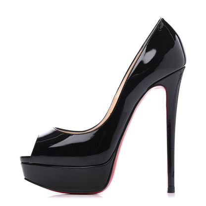 Christian Louboutin Patent Lady Peep 150 Pumps 37.5 Black 1 of 10