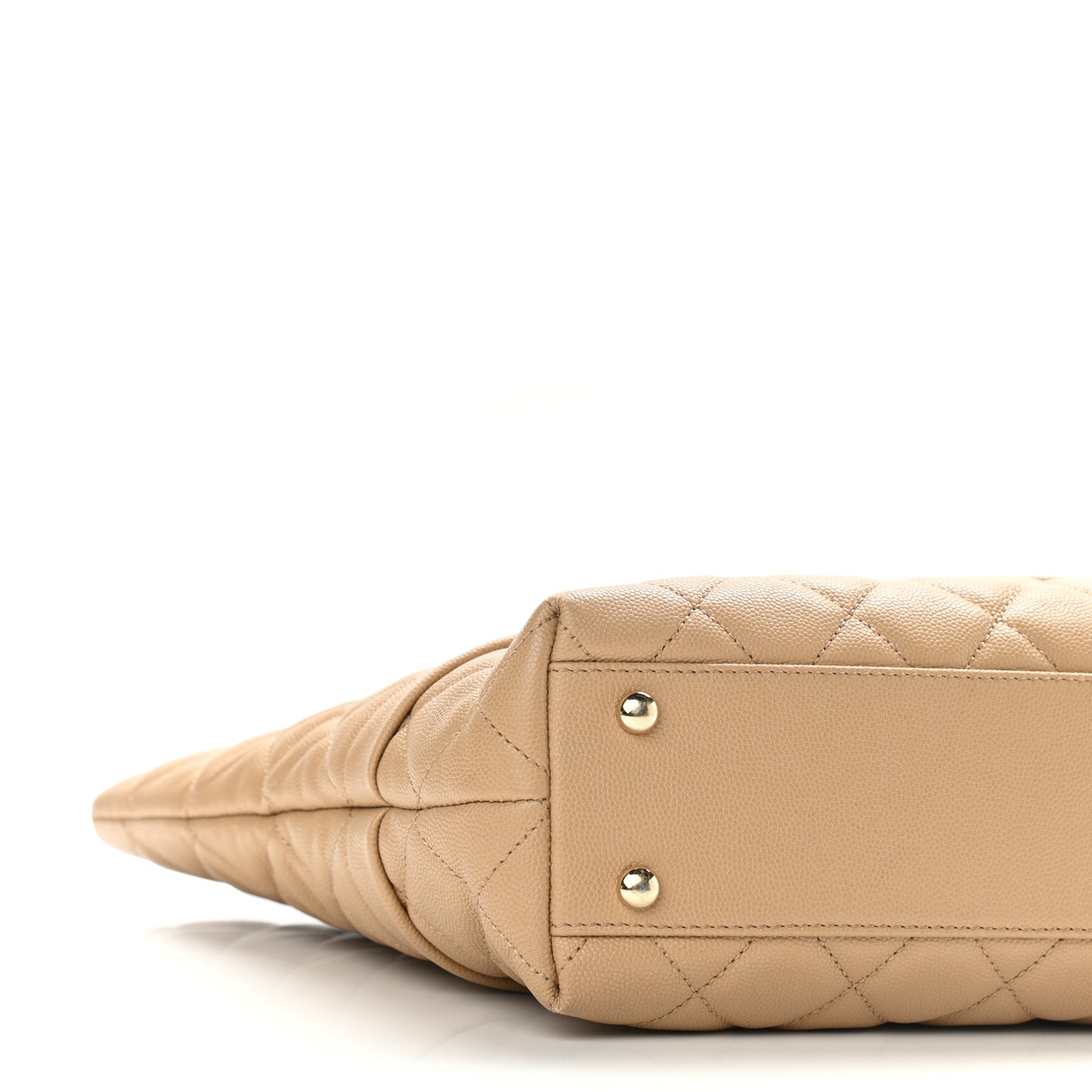Caviar Quilted Rolled Up Tote Beige