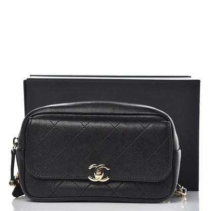 Chanel Calfskin Stitched Casual Trip Waist Bag Black 11 of 11