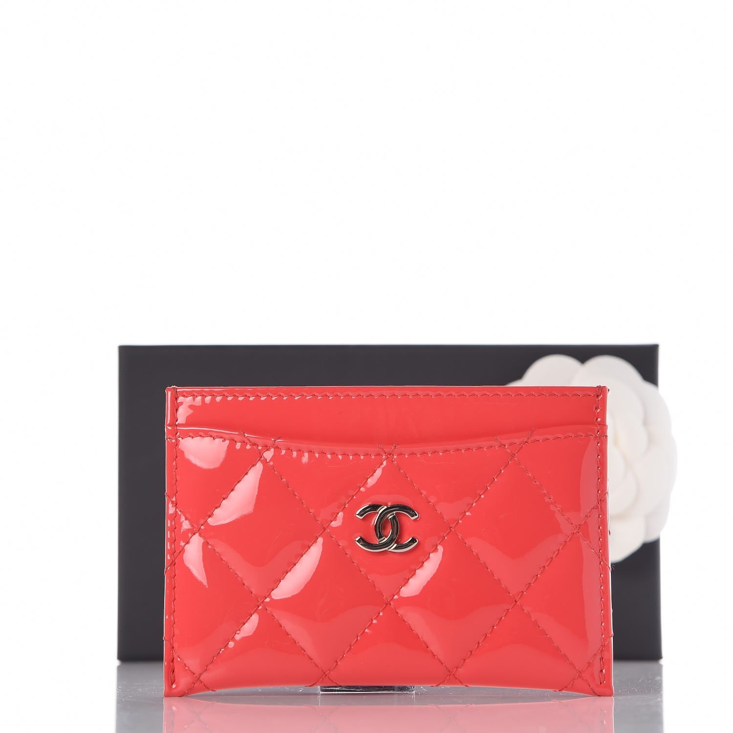Chanel Patent Calfskin Quilted Card Holder Pink 8 of 8