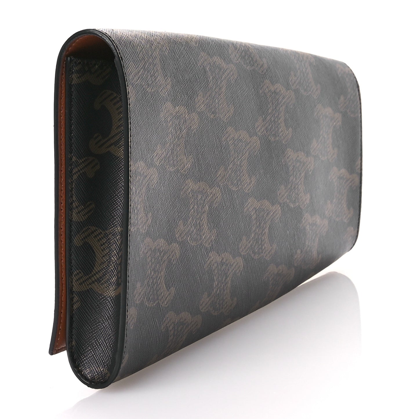 Triomphe Canvas Asymmetric Clutch Tan
