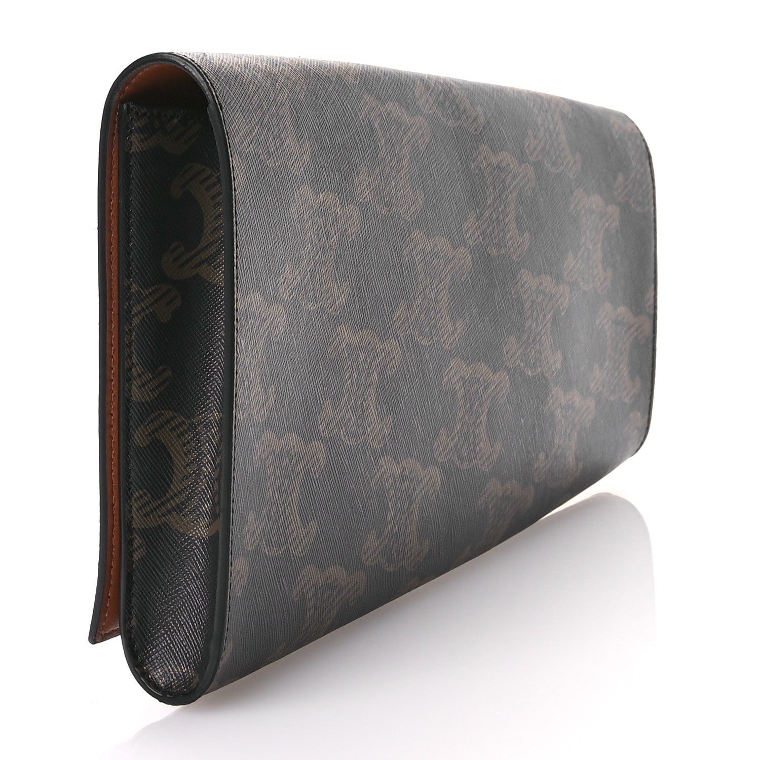 Celine Triomphe Canvas Asymmetric Clutch Tan 3 of 8
