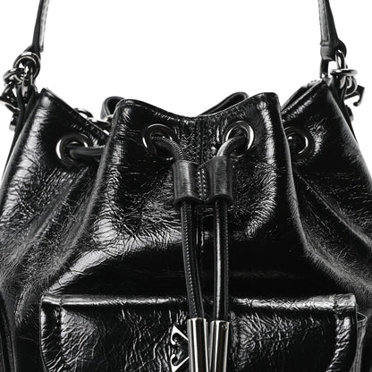 Off-White Calfskin Dumbo B Chain Pocket Bucket Bag Black 7 of 9