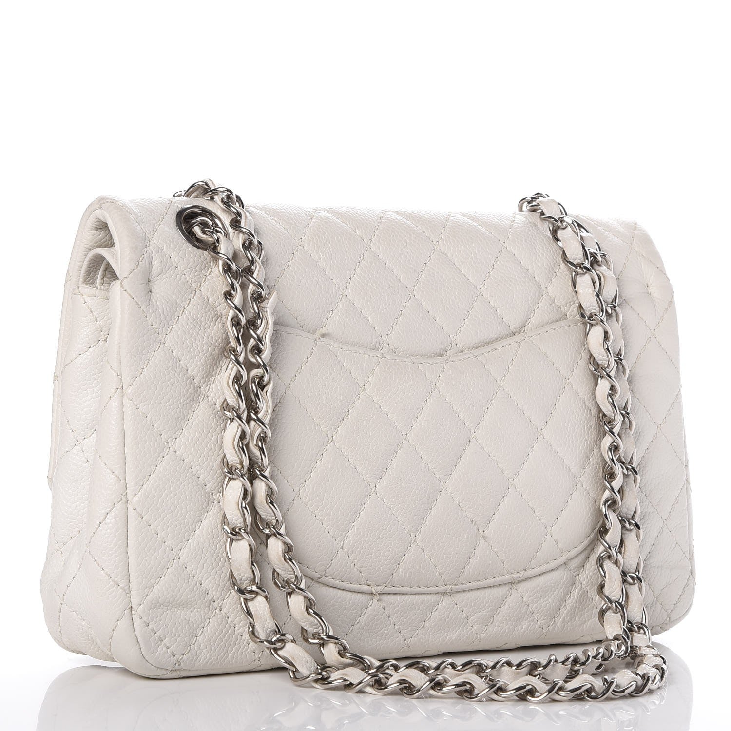 Chanel Washed Caviar Quilted Medium Double Flap White 4 of 9
