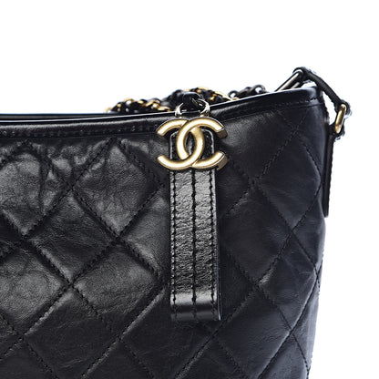 Chanel Aged Calfskin Quilted Large Gabrielle Hobo Black 10 of 11