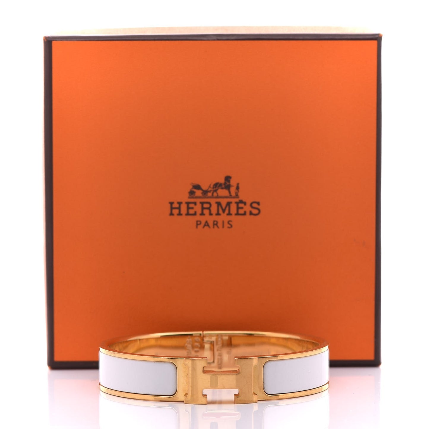 Enamel Narrow Clic Clac H Bracelet PM White