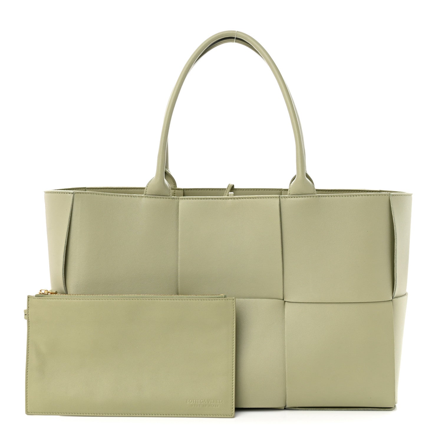 Bottega Veneta Grained Calfskin Intrecciato Medium Arco Tote Travertine 1 of 11