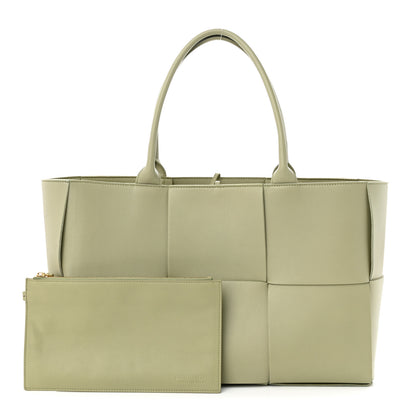 Bottega Veneta Grained Calfskin Intrecciato Medium Arco Tote Travertine 1 of 11