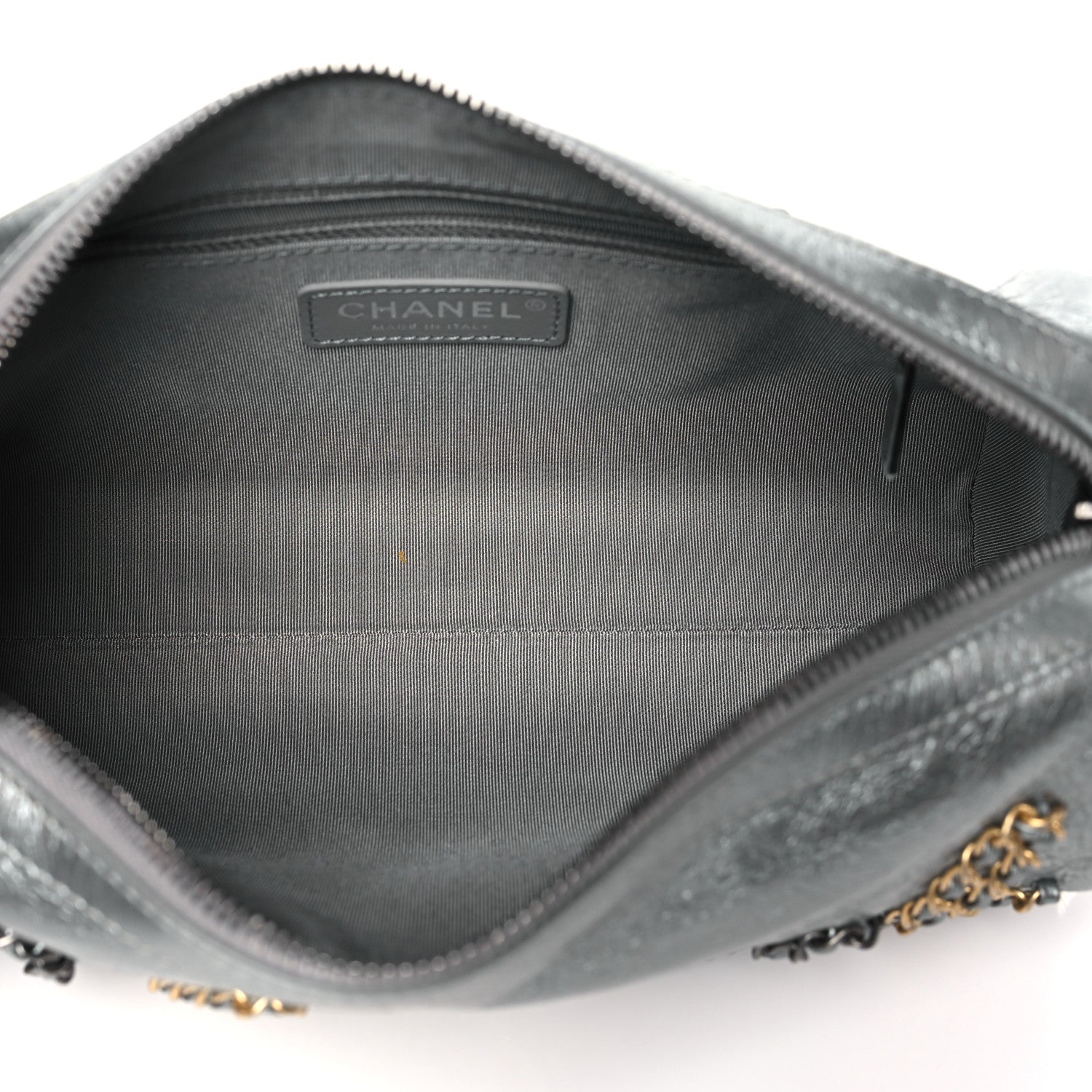 Chanel Metallic Crumpled Calfskin Chain 20s Signature Bowling Bag Silver 5 of 10
