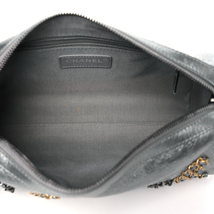 Chanel Metallic Crumpled Calfskin Chain 20s Signature Bowling Bag Silver 5 of 10