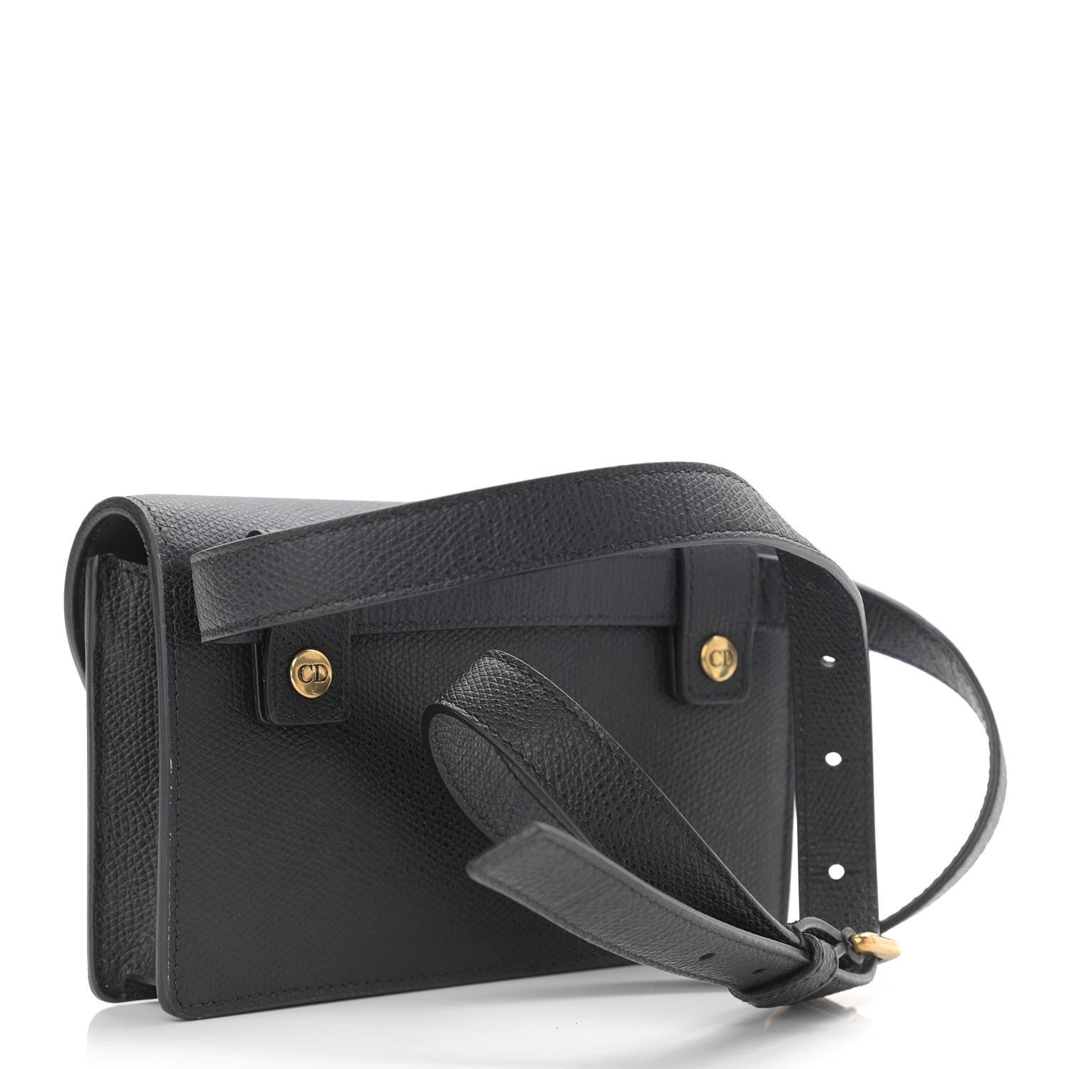 Christian Dior Grained Calfskin Saddle Belt Clutch Black 3 of 11