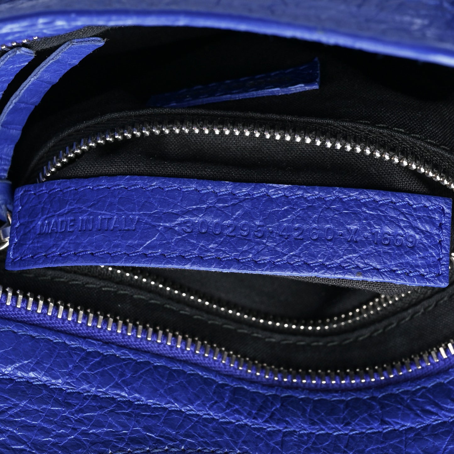 Agneau Classic Silver Hardware Mini City Logo Strap Bleu Electric Black
