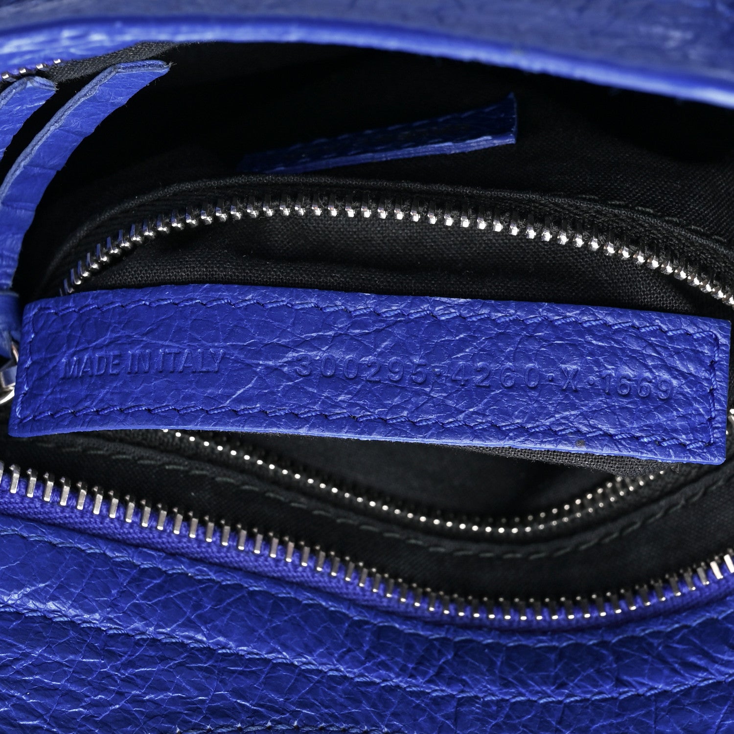 Balenciaga Agneau Classic Silver Hardware Mini City Logo Strap Bleu Electric Black 7 of 16