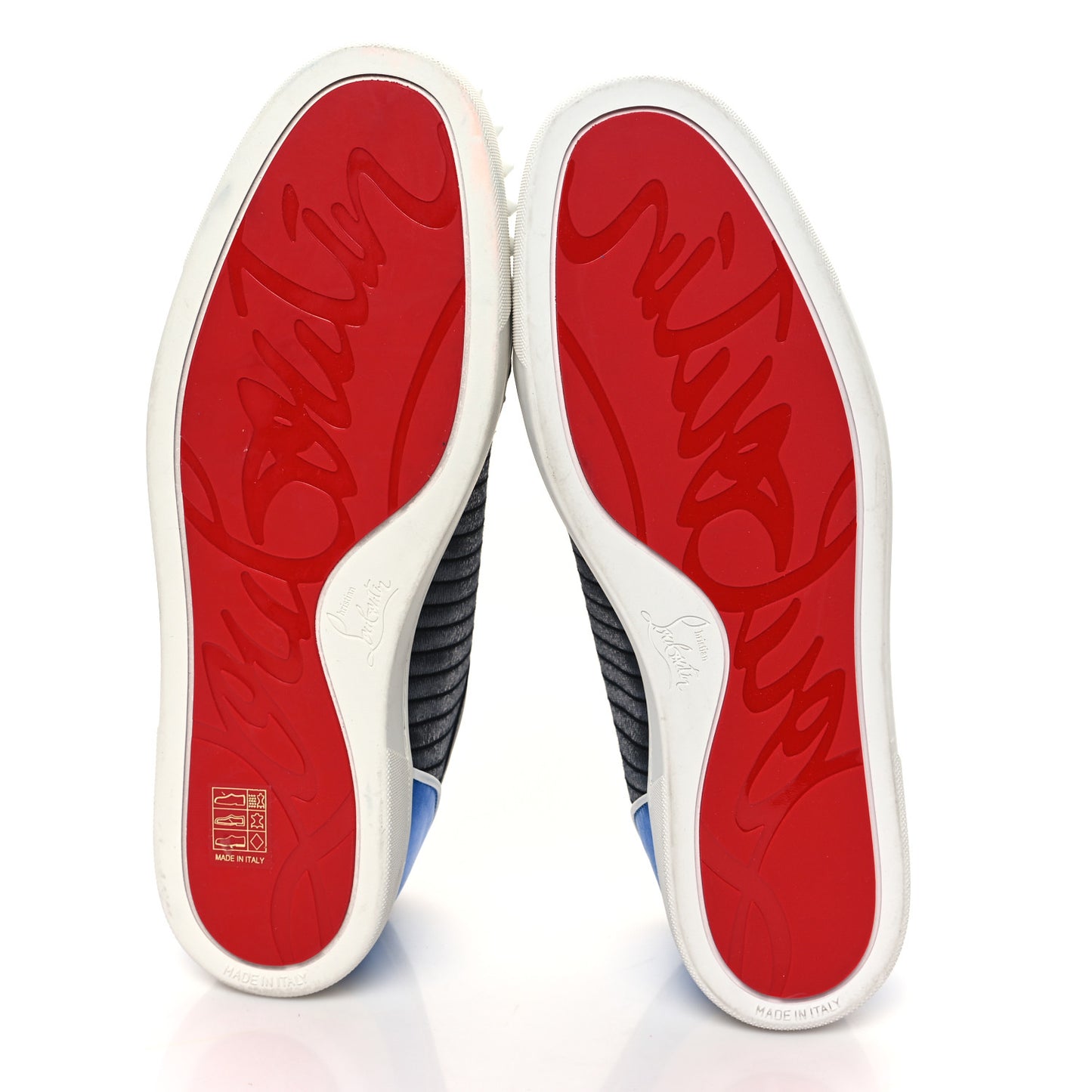 Metallic Calfskin Jacquard Mens Louis Junior Spikes Orlato Flat Sneakers 44.5 Multicolor