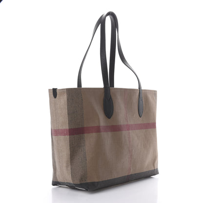 Burberry Coated Canvas Mega Check Medium Doodle Tote Black 3 of 9