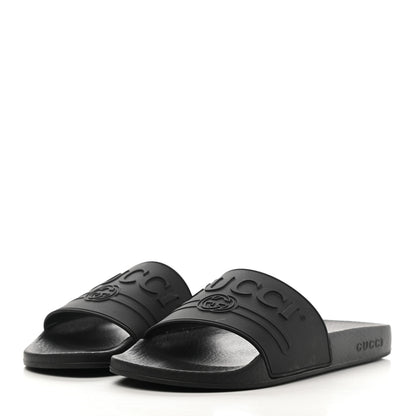 Gucci Rubber Womens Logo Slide Sandals 40 Black 3 of 9