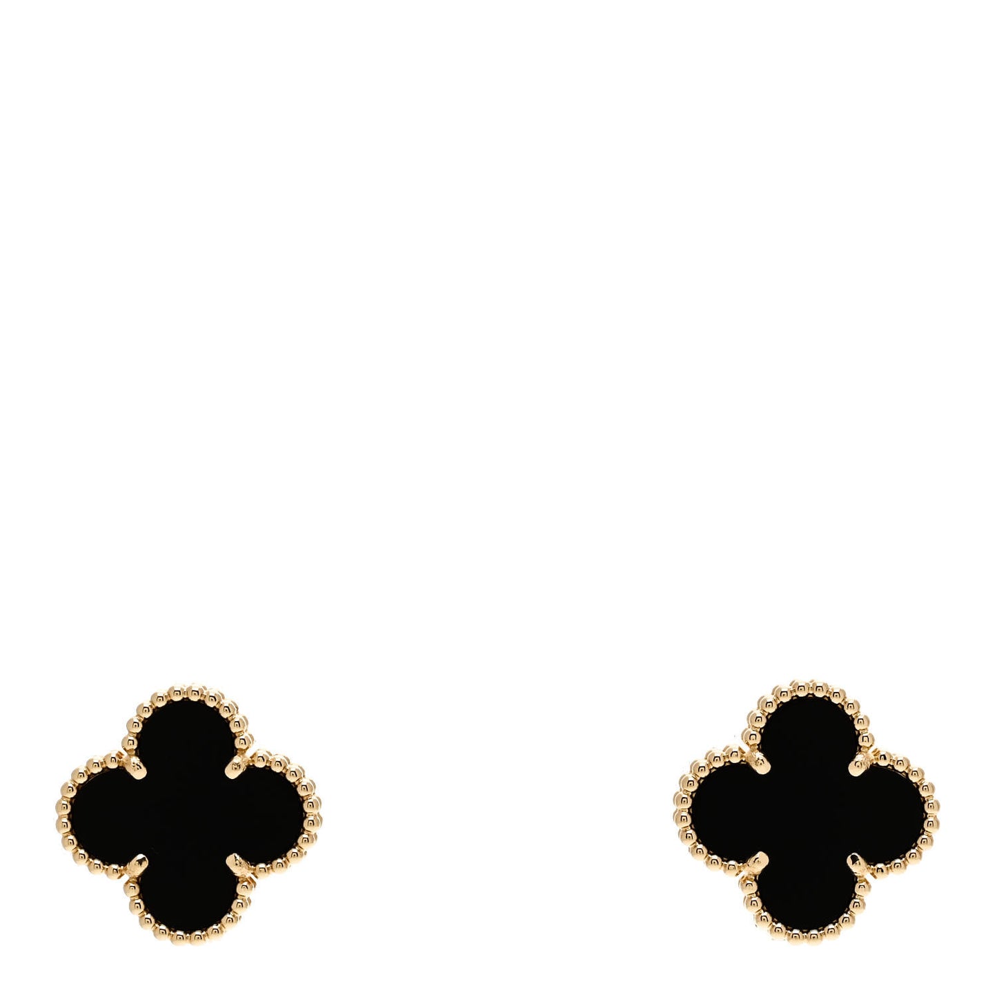 18K Yellow Gold Black Onyx Vintage Alhambra Earrings