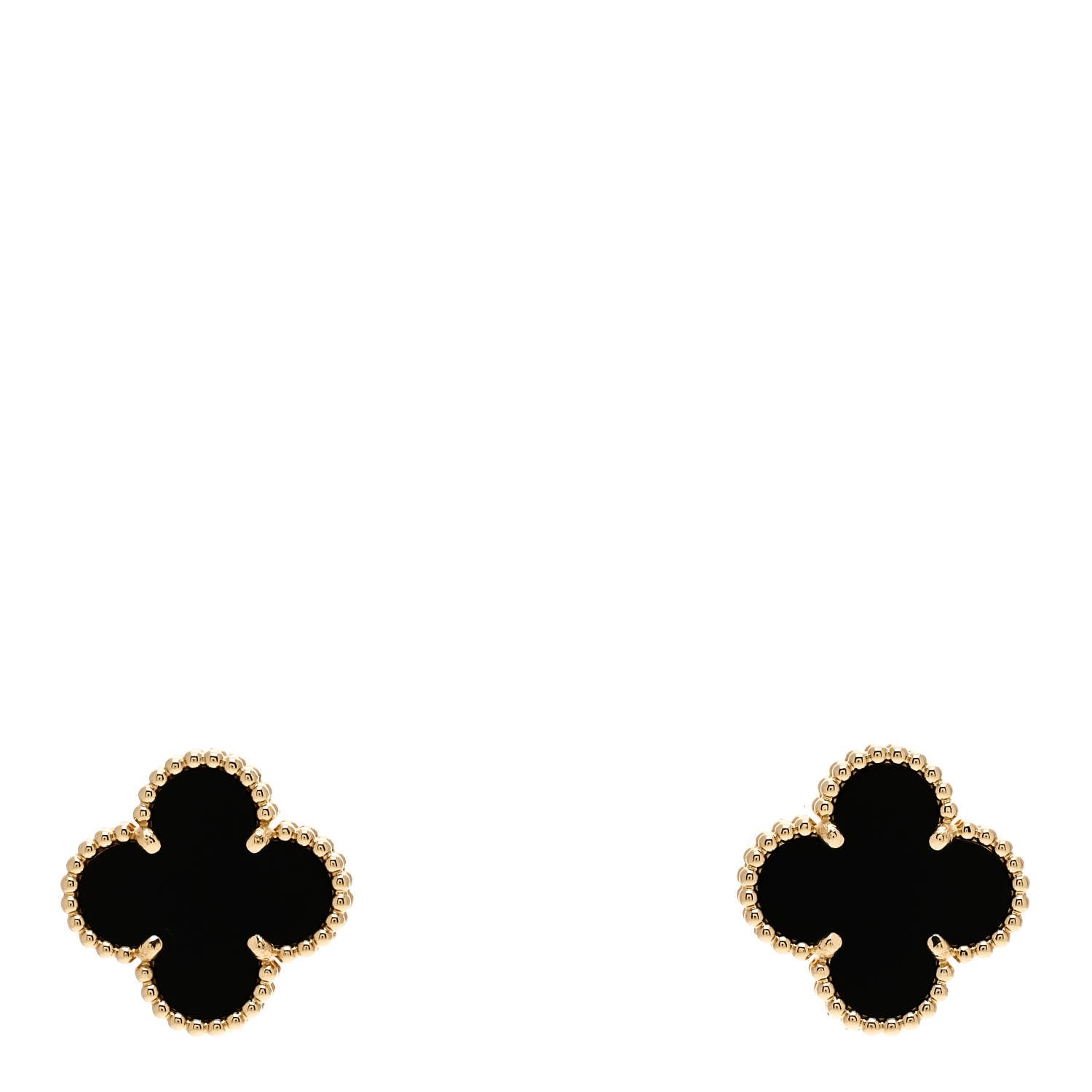Van Cleef & Arpels 18K Yellow Gold Black Onyx Vintage Alhambra Earrings 1 of 5