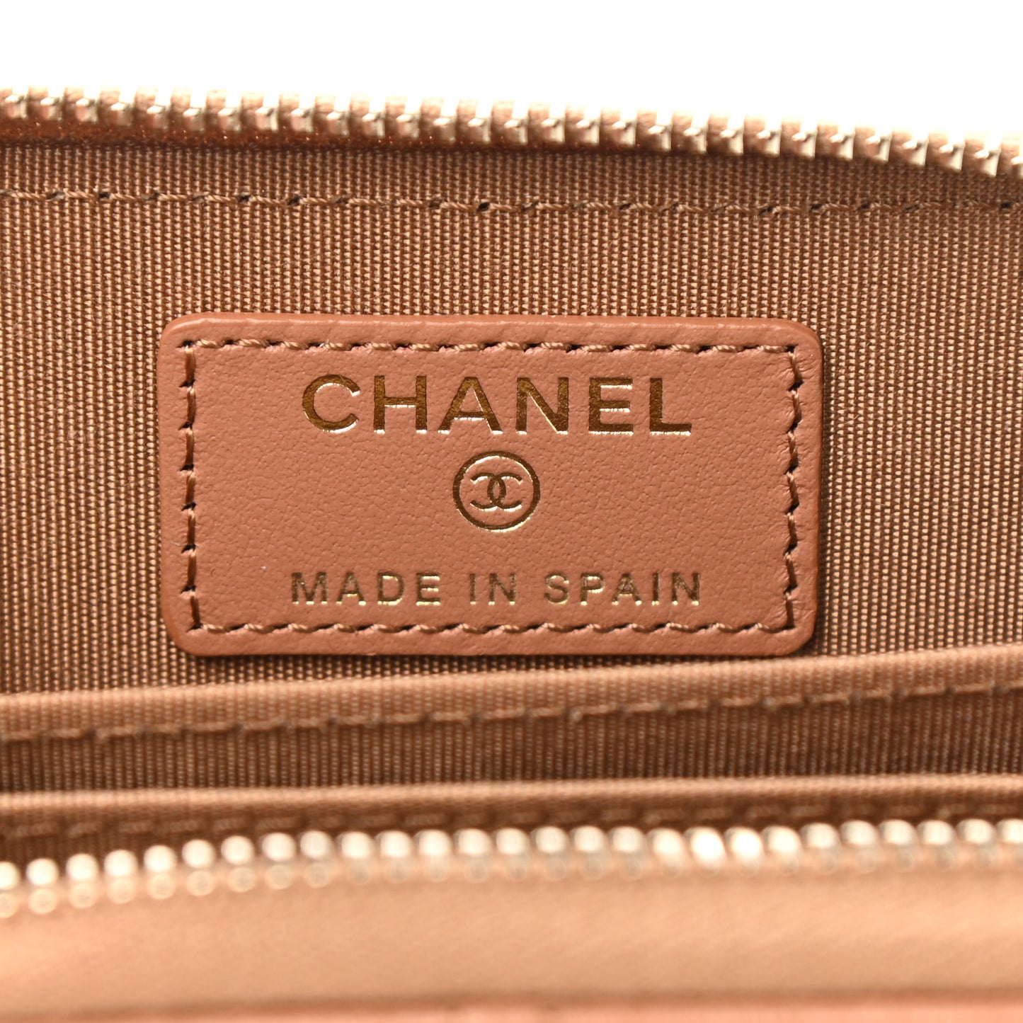 Lambskin Quilted Chanel 19 Zip Around Coin Purse Wallet Brown