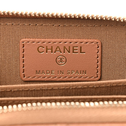 Chanel Lambskin Quilted Chanel 19 Zip Around Coin Purse Wallet Brown 7 of 9