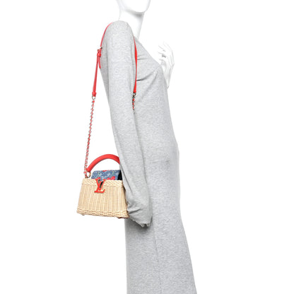 Louis Vuitton LV X TM Rattan Denim Calfskin Cerises Capucines Mini 2 of 9