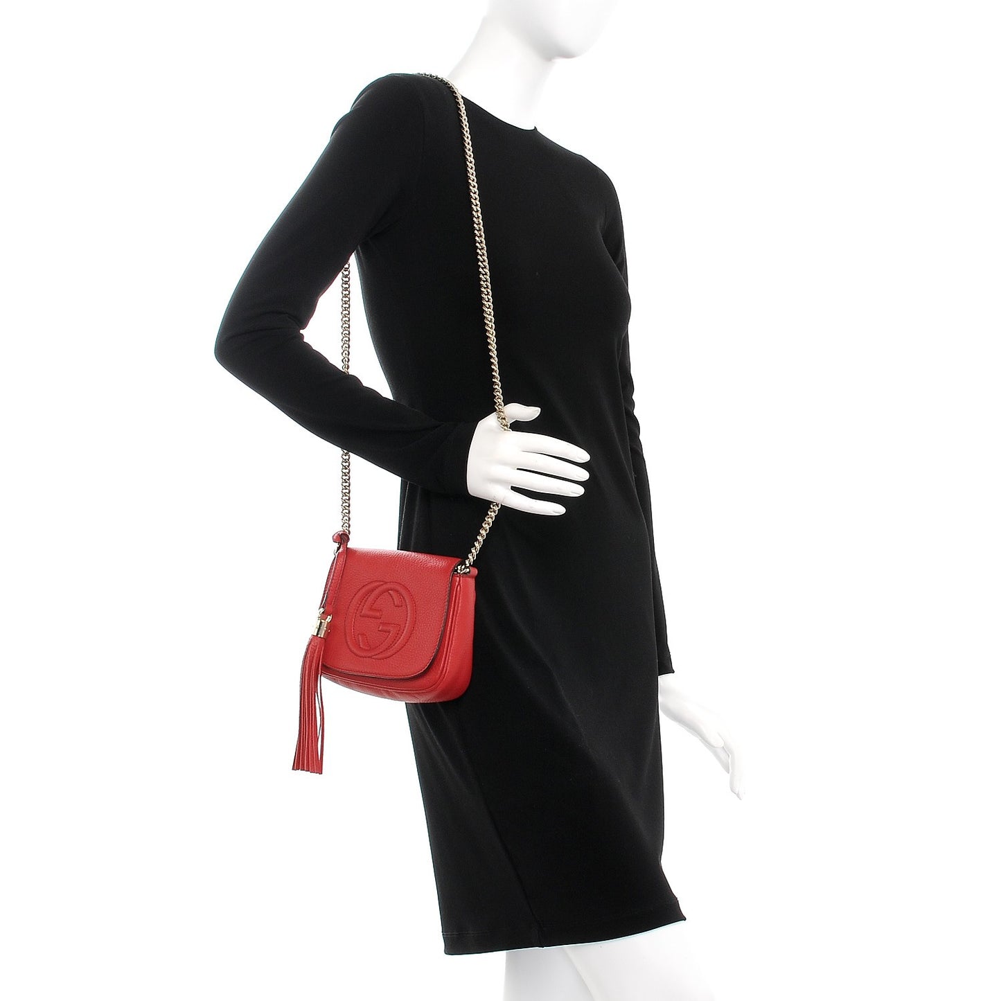 Pebbled Calfskin Small Soho Flap Crossbody Red