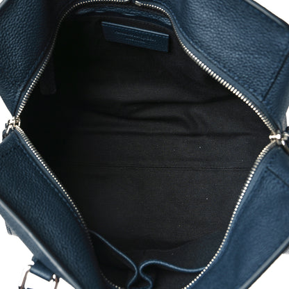 Alexander McQueen Pebbled Calfskin Small Skull Padlock Zip Around Tote Navy Blue 4 of 8