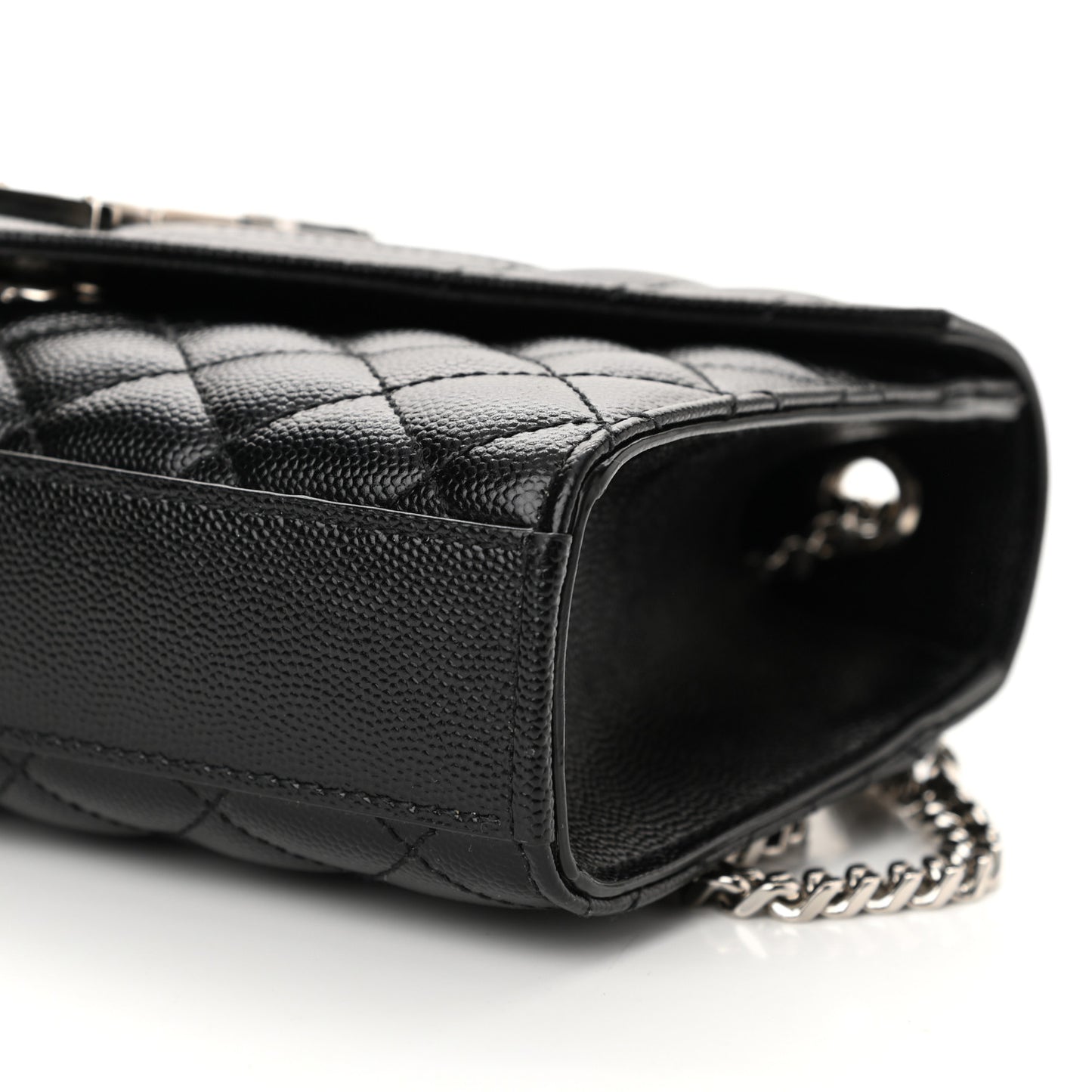 Grain De Poudre Textured Mixed Matelasse Triquilt Small Monogram Satchel Black