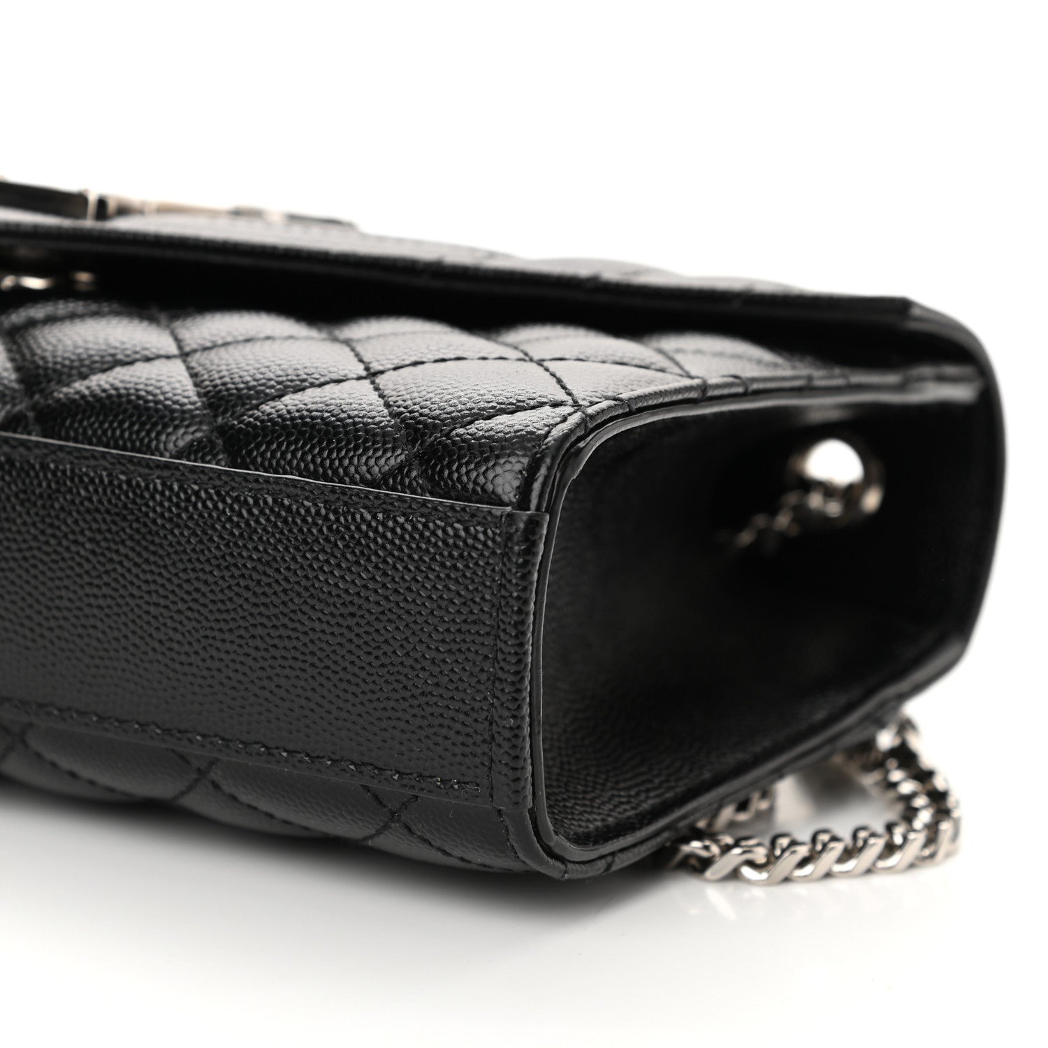 Saint Laurent Grain De Poudre Textured Mixed Matelasse Triquilt Small Monogram Satchel Black 9 of 9