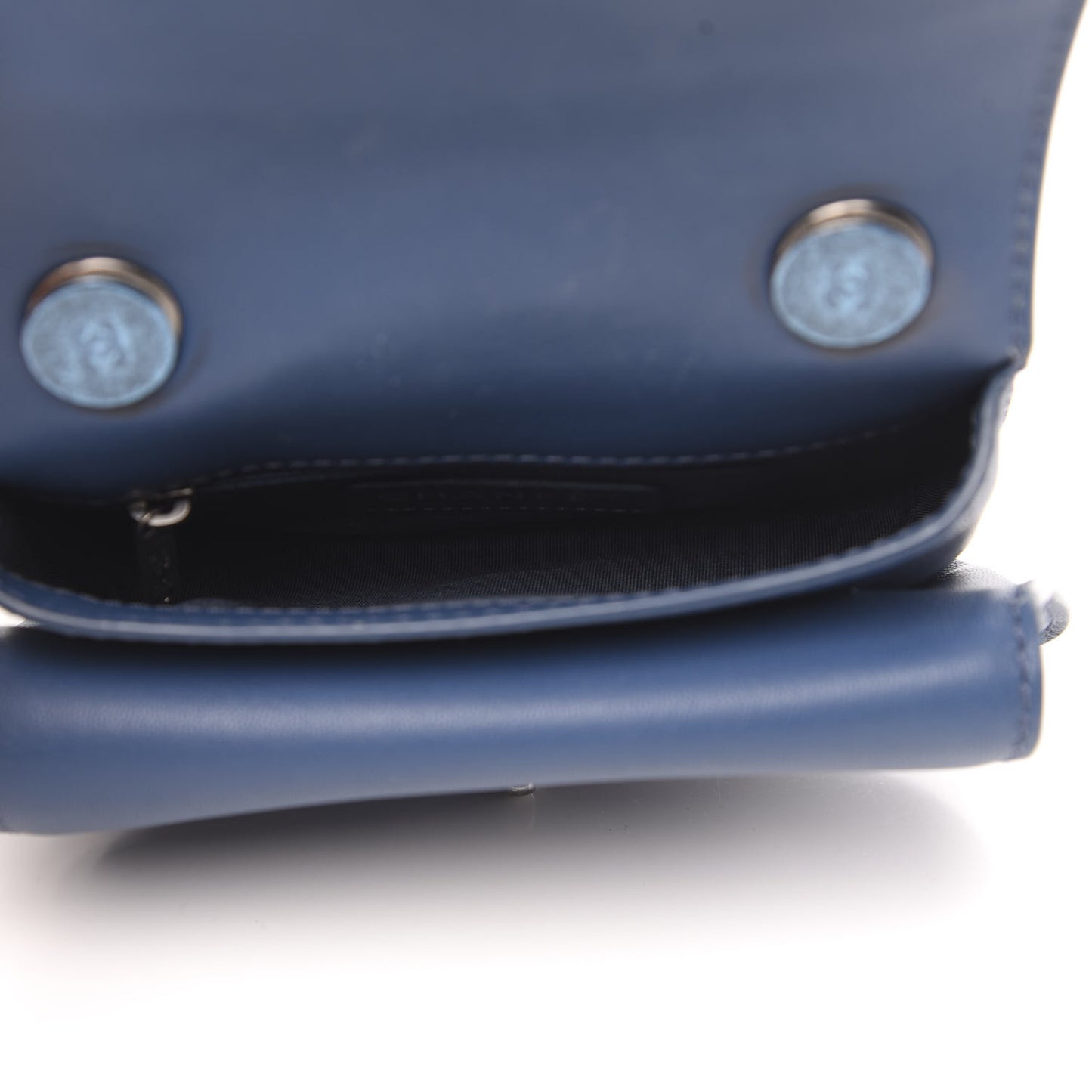 Lambskin Quilted Mini Natural CC Flap Blue