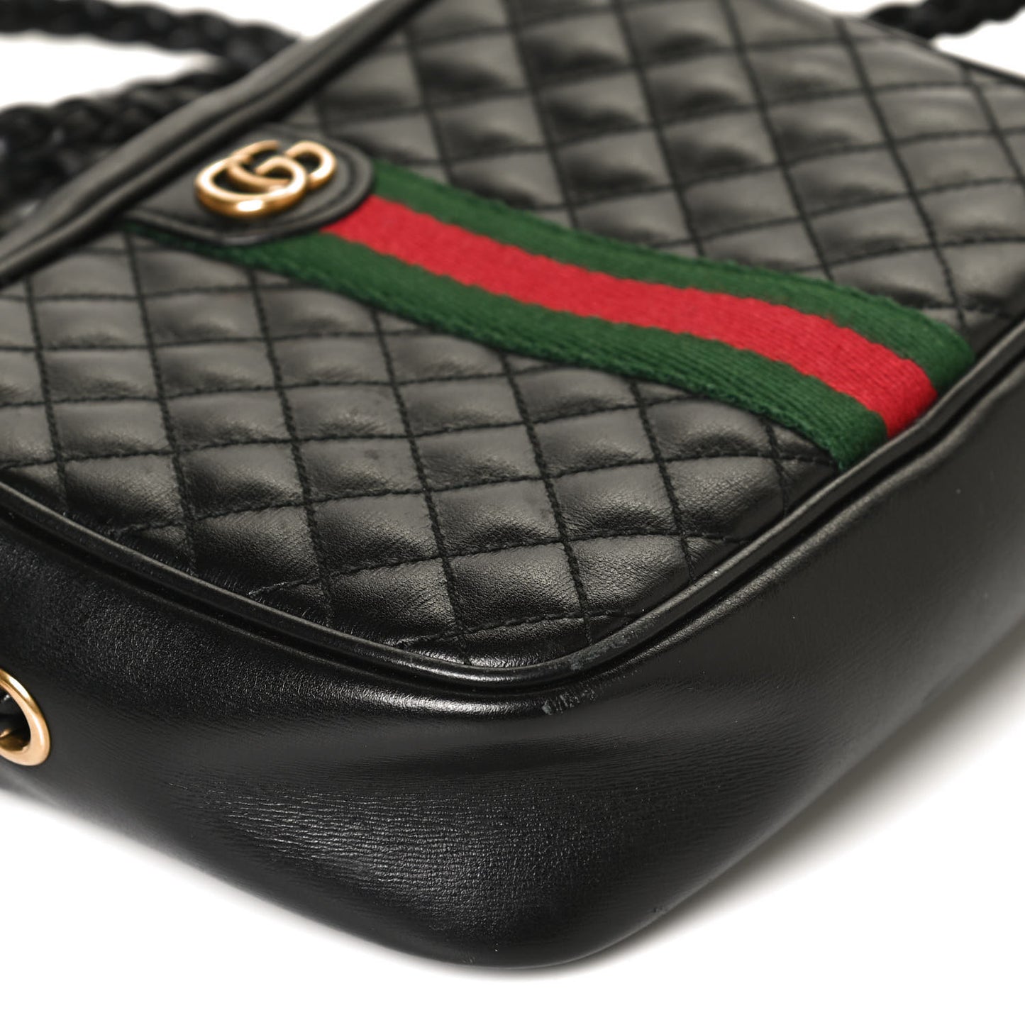 Calfskin Trapuntata Web Mini GG Shoulder Bag Black