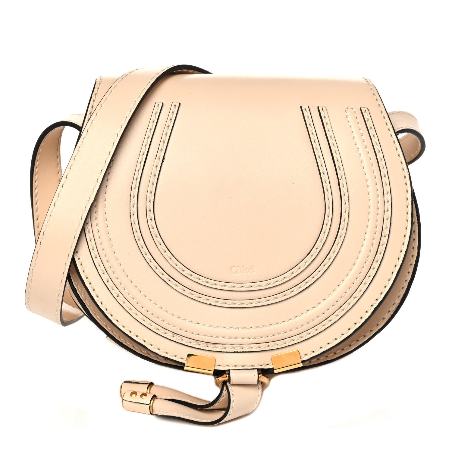 Chloe Calfskin Mini Marcie Round Crossbody Bag Abstract White 1 of 9