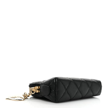 Chanel Lambskin Quilted Valentine Key Holder Case Black 4 of 6