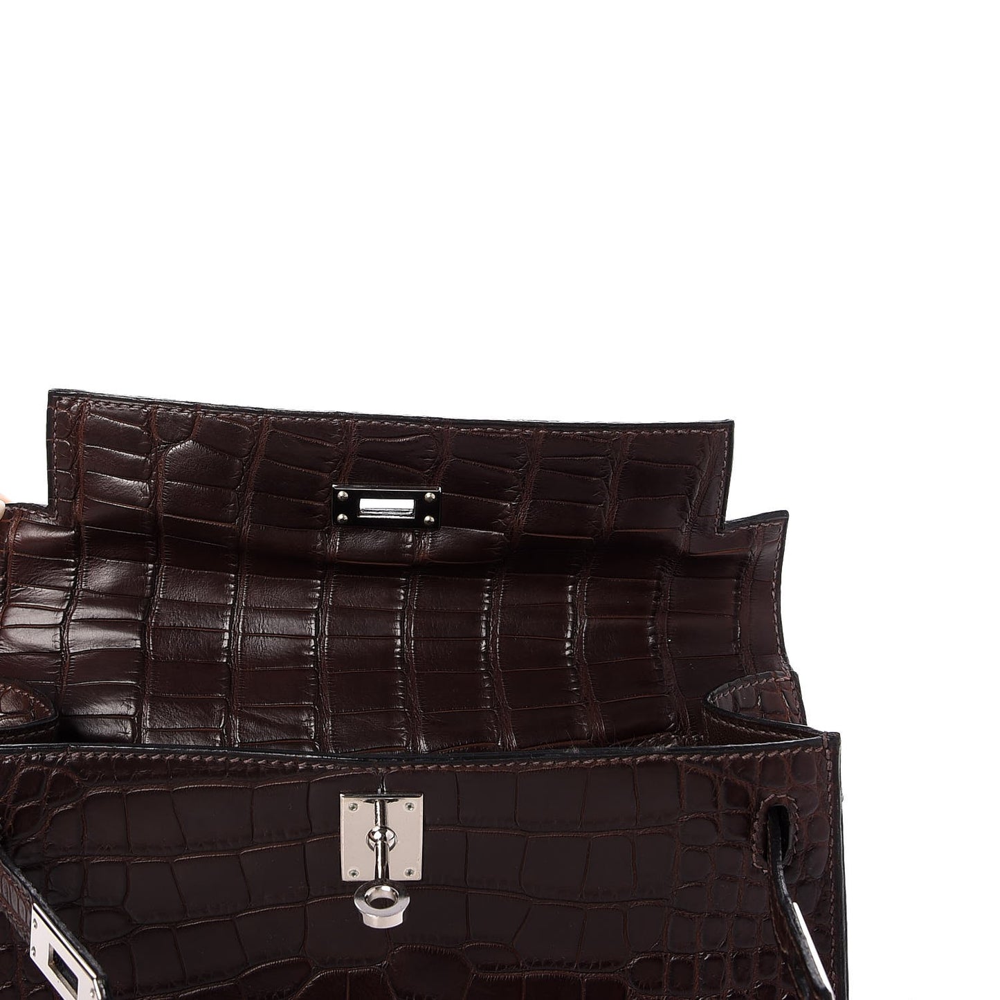 Matte Niloticus Crocodile Kelly Pochette Havane