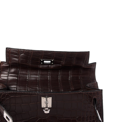 Hermes Matte Niloticus Crocodile Kelly Pochette Havane 14 of 23