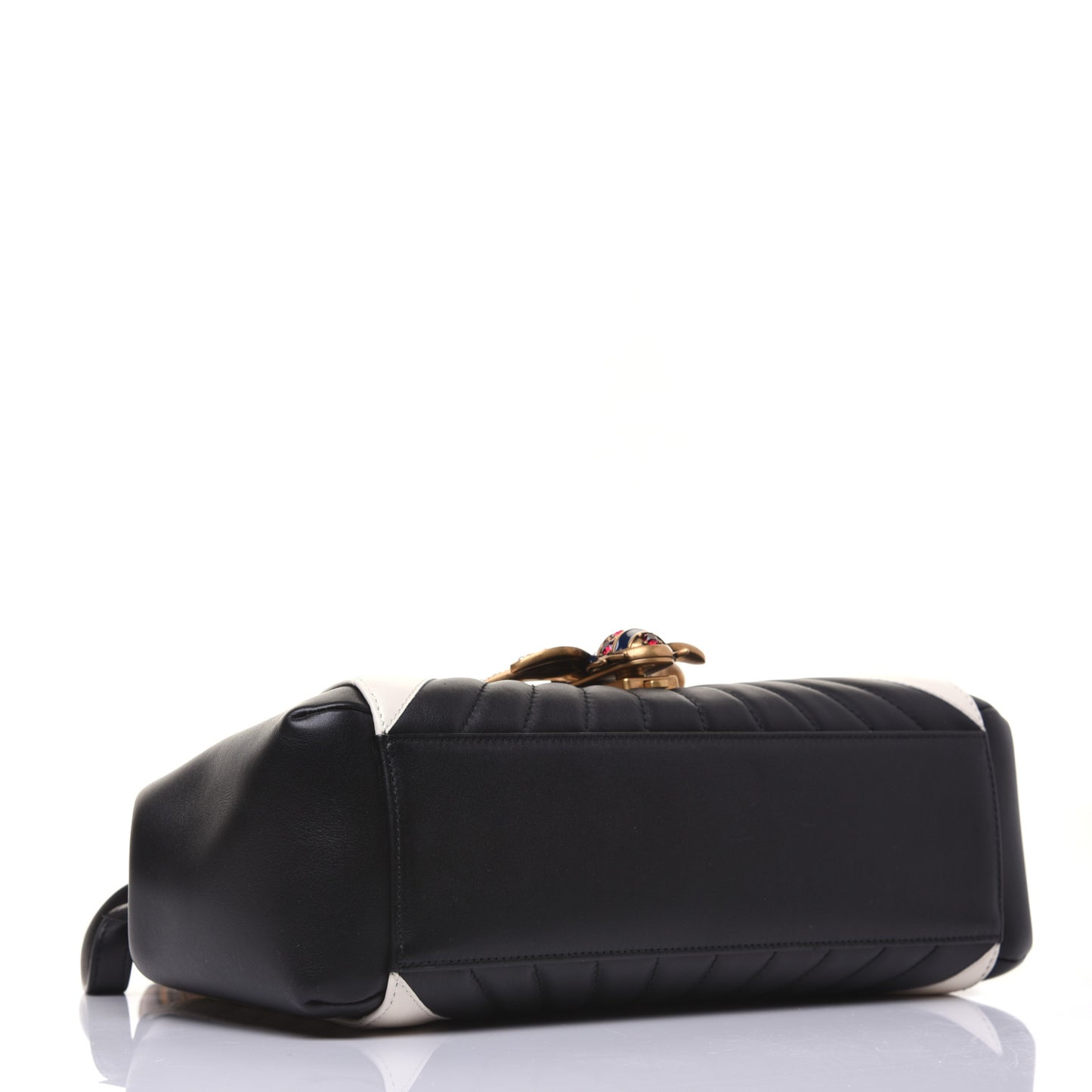 Calfskin Bamboo Trapuntata Queen Margaret Top Handle Bag Mystic White Black