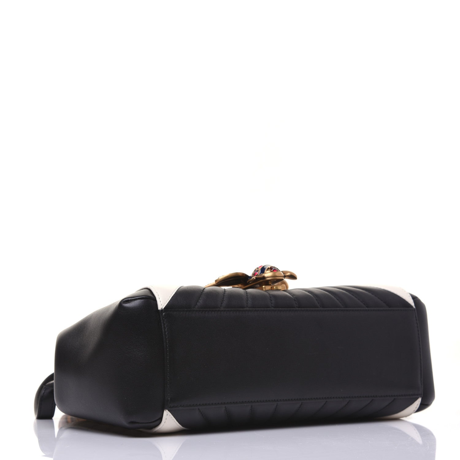 Gucci Calfskin Bamboo Trapuntata Queen Margaret Top Handle Bag Mystic White Black 4 of 19