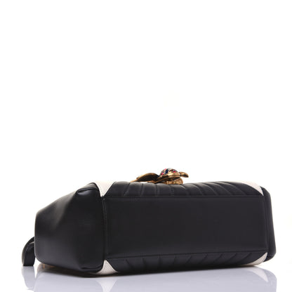 Gucci Calfskin Bamboo Trapuntata Queen Margaret Top Handle Bag Mystic White Black 4 of 19