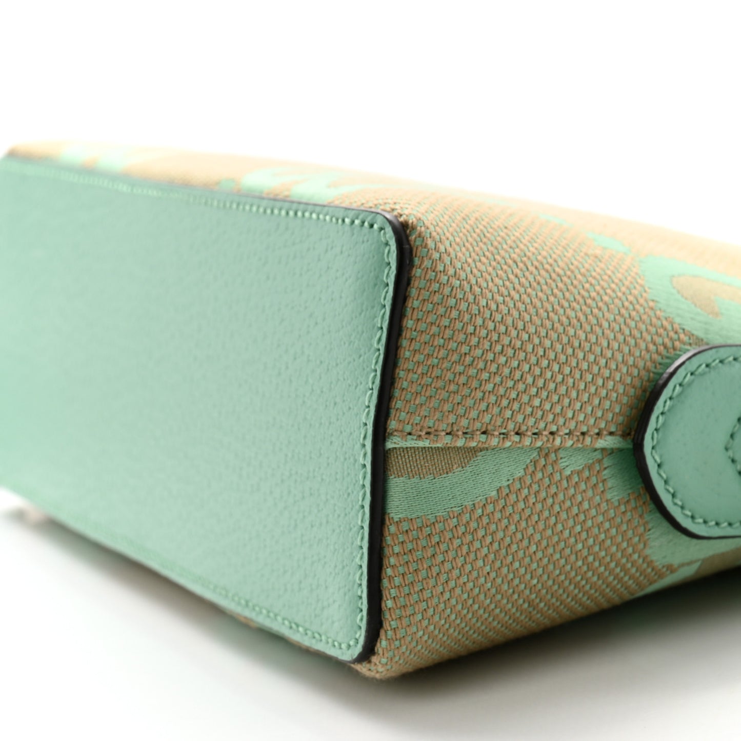 Monogram Jumbo GG Textured Dollar Calfskin Small Ophidia Dome Shoulder Bag Beige Pepperlight Mint