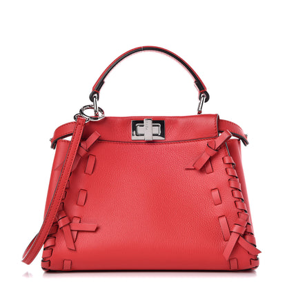 Fendi Vitello Seta Century Nappa Whipstitch Mini Peekaboo Iconic Satchel Fiamma 1 of 8