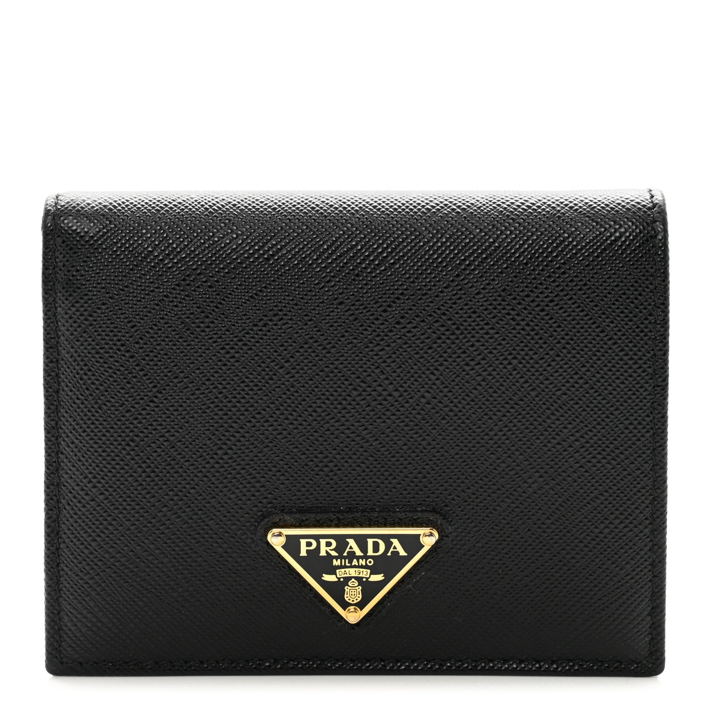 Saffiano Small Triangle Bi-Fold Wallet Black