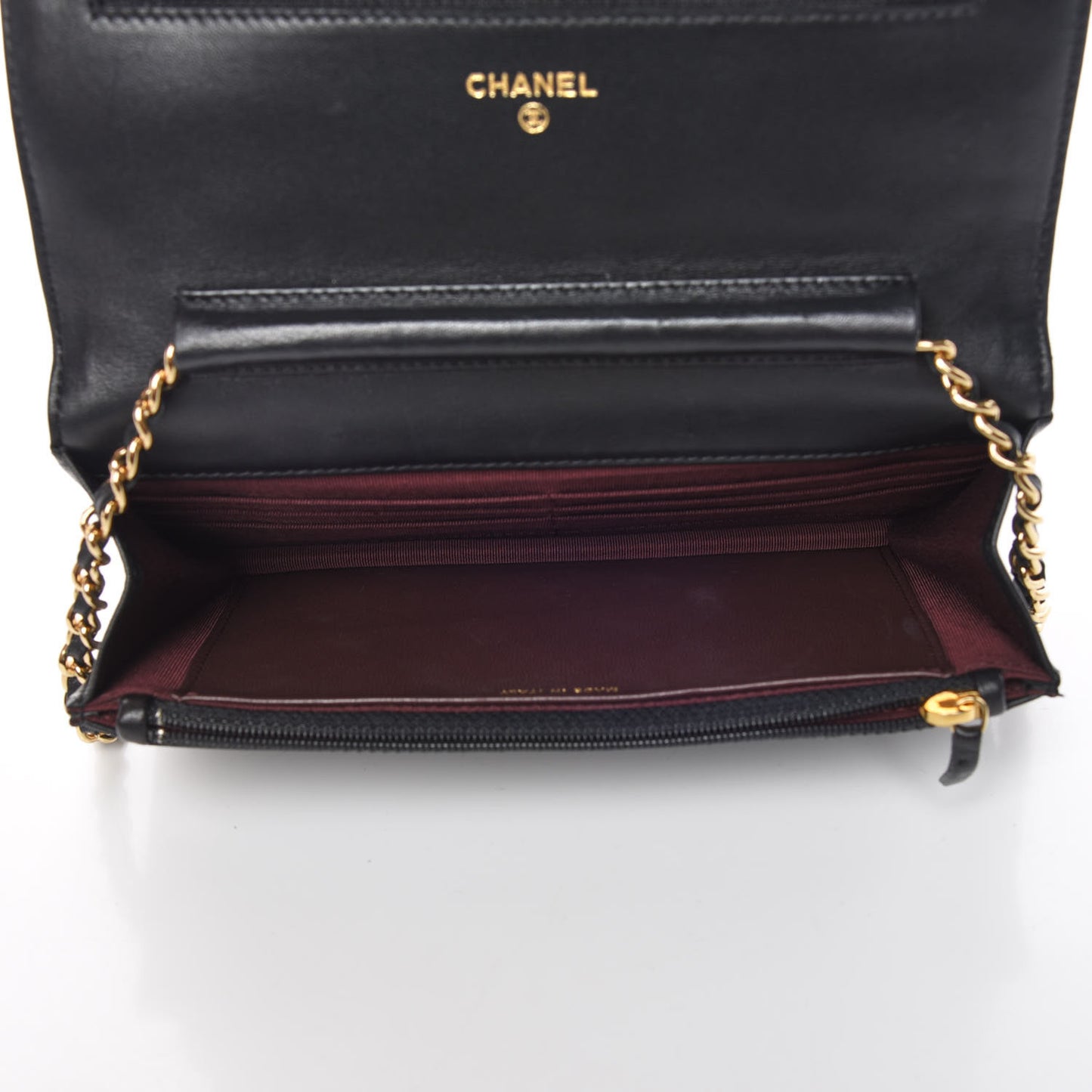 Lambskin Quilted Wallet On Chain WOC Black